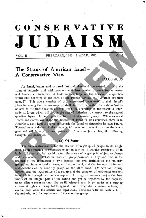 The Status of American Israel a Conserva