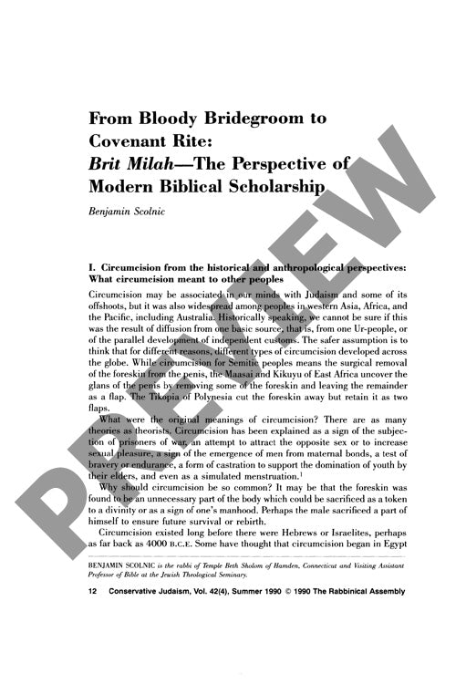 From Bloody Bridegroom to Covenant Rite