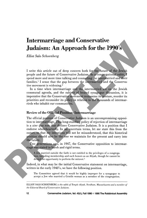 Intermarriage and Conservative Judaism A