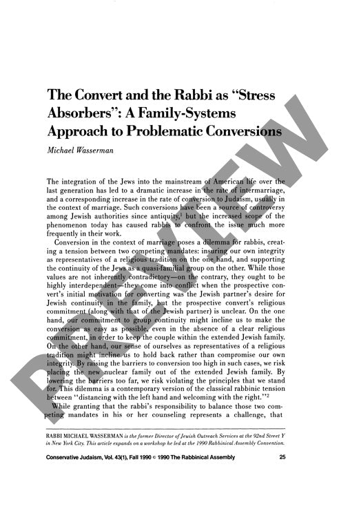 The Convert and the Rabbi as Stress Abso