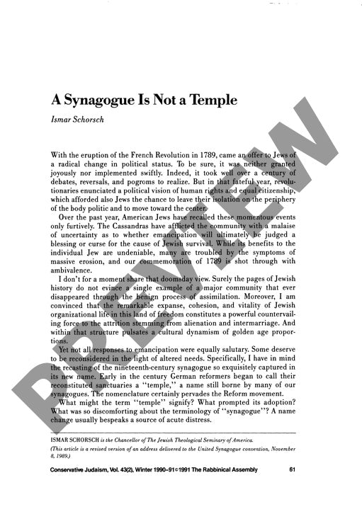 A Synagogue Is Not a Temple W Respondent