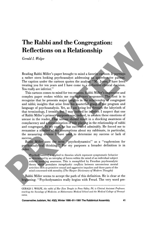 The Rabbi and the Congregation Reflectio