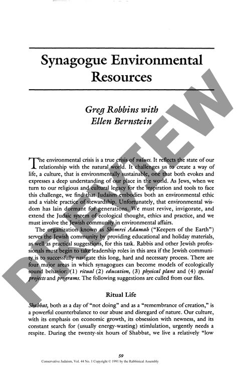 Synagogue Environmental Resources