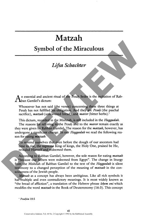 Matzah Symbol of the Miraculous