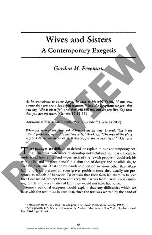 Wives and Sisters a Contemporary Exegesi