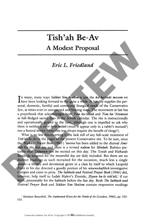 Tishah Be Av a Modest Proposal