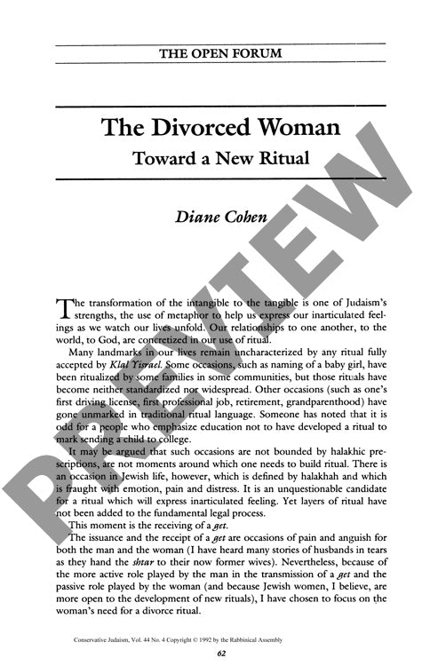 The Divorced Woman Toward a New Ritual