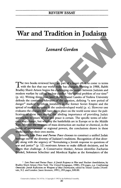 War and Tradition in Judaism Review Essa