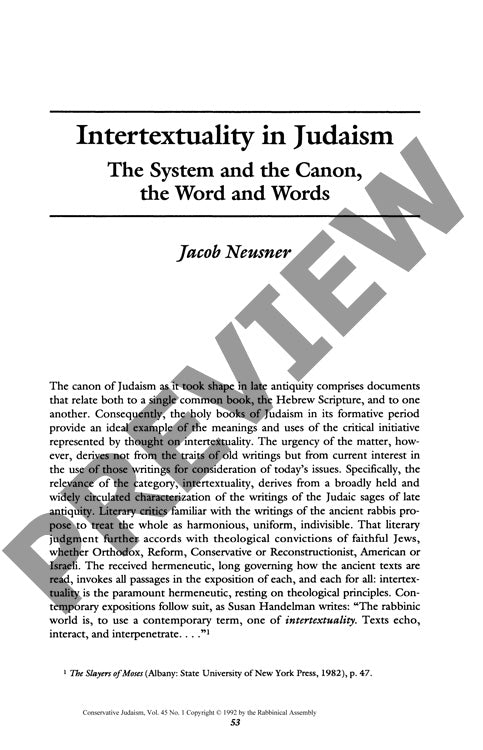 Intertextuality in Judaism the System An