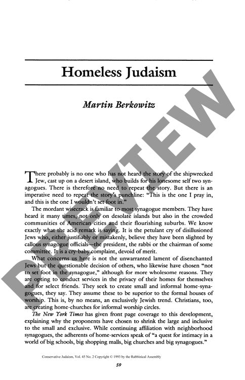 Homeless Judaism