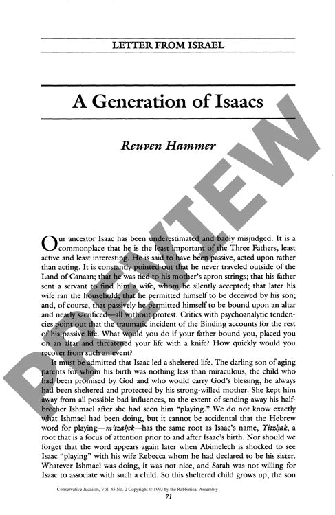 A Generation of Isaacs Letter from Israe