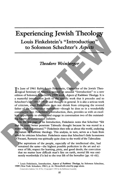 Experiencing Jewish Theology Louis Finke