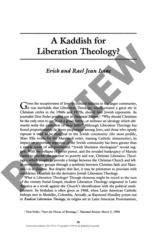 A Kaddish for Liberation Theology