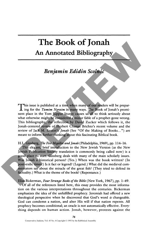 The Book of Jonah an Annotated Bibliogra