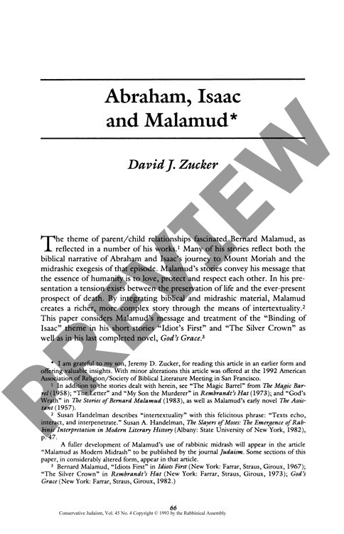 Abraham Isaac and Malamud