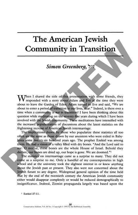 The American Jewish Community in Transit