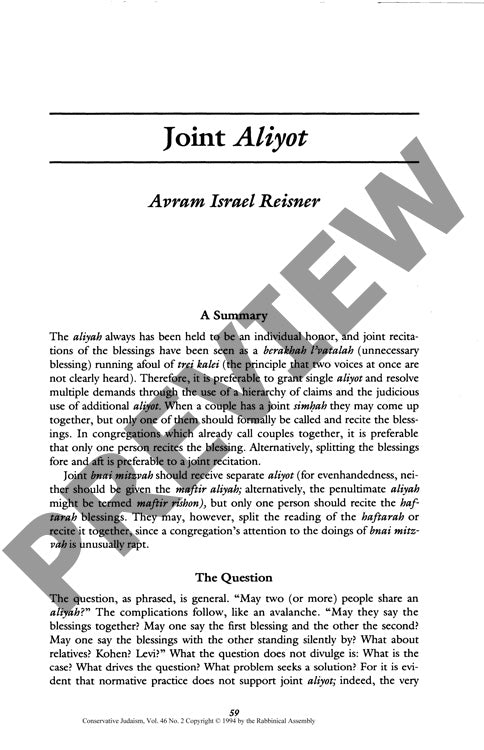 Joint Aliyot