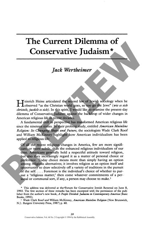 The Current Dilemma of Conservative Juda