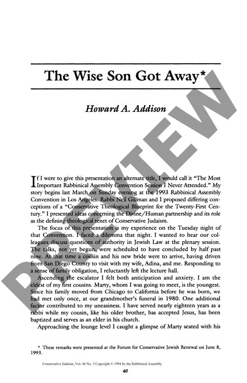 The Wise Son Got Away