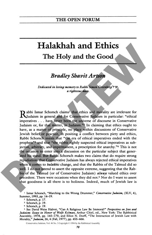 Halakhah and Ethics the Holy and the Goo
