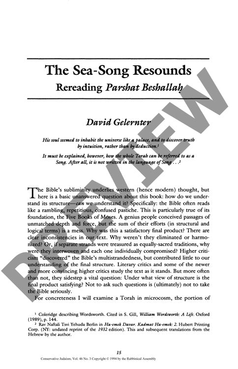 The Sea Song Resounds Rereading Parshat