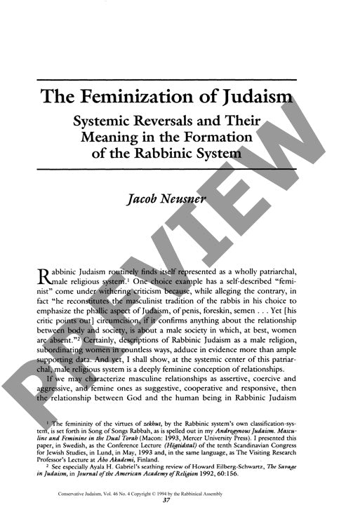 The Feminization of Judaism Systematic R