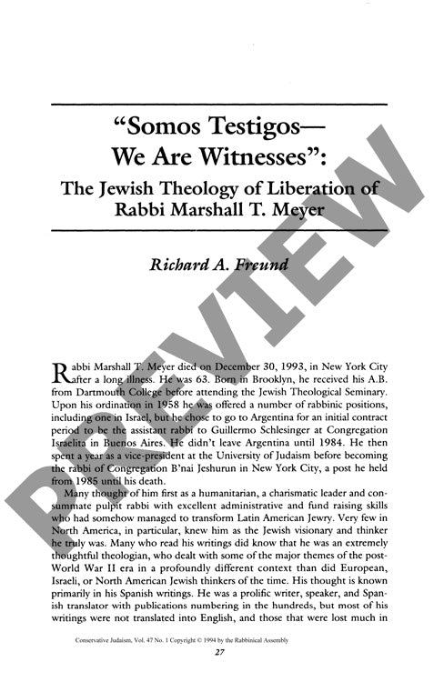 Somos Testigos We Are Witnesses the Jewi