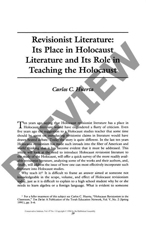 Revisionist Literature Its Place in Holo
