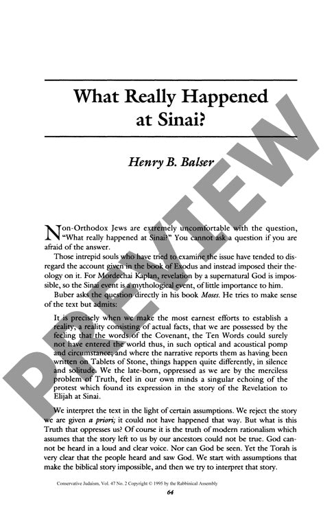What Really Happened at Sinai