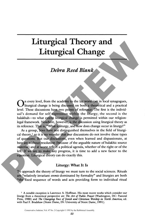 Liturgical Theory and Liturgical Change