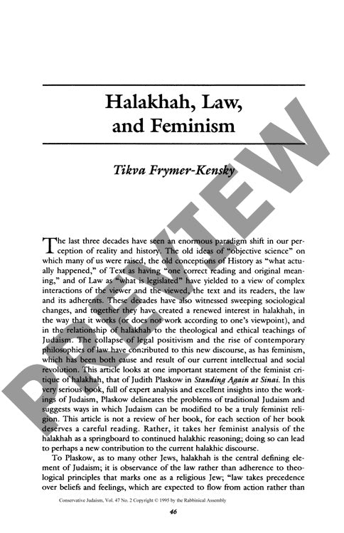 Halakhah Law and Femnism