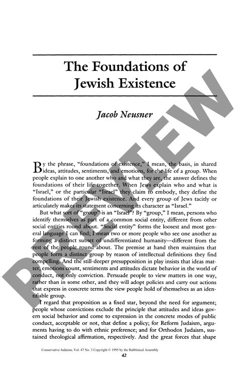 The Foundations of Jewish Existence