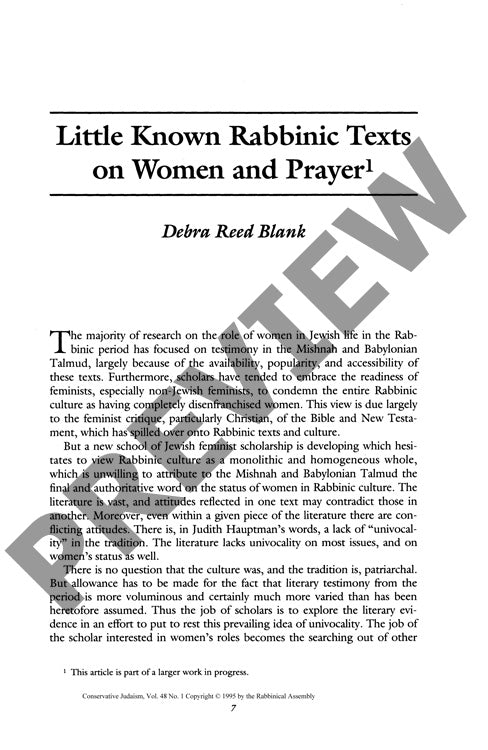 Little Known Rabbinic Texts on Women And