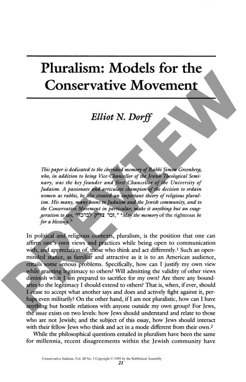 Pluralism Models for the Conservative Mo