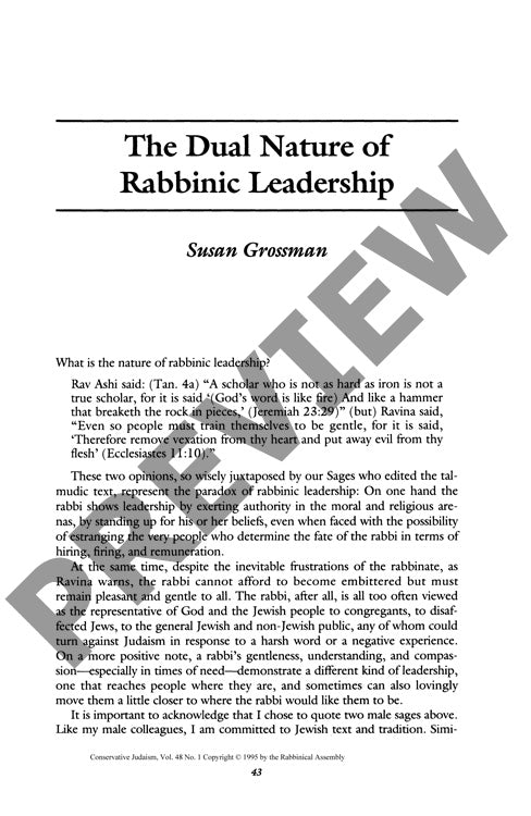 The Dual Nature of Rabbinic Leadership