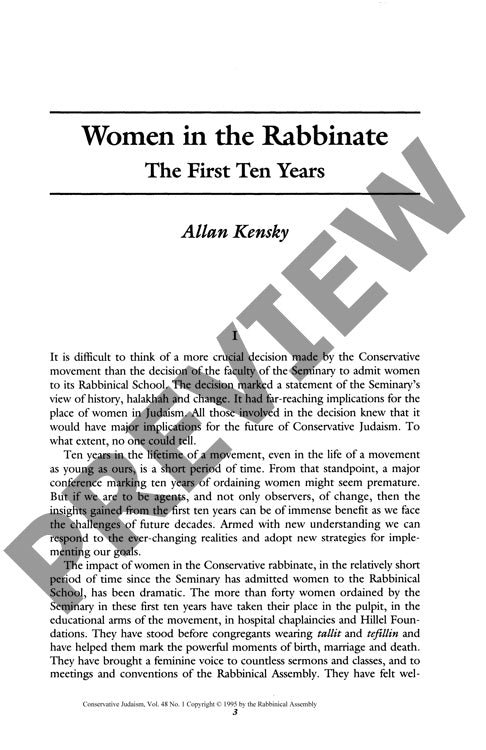 Women in the Rabbinate the First Ten Yea