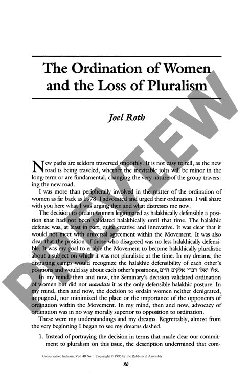 The Ordination of Women and the Loss Of