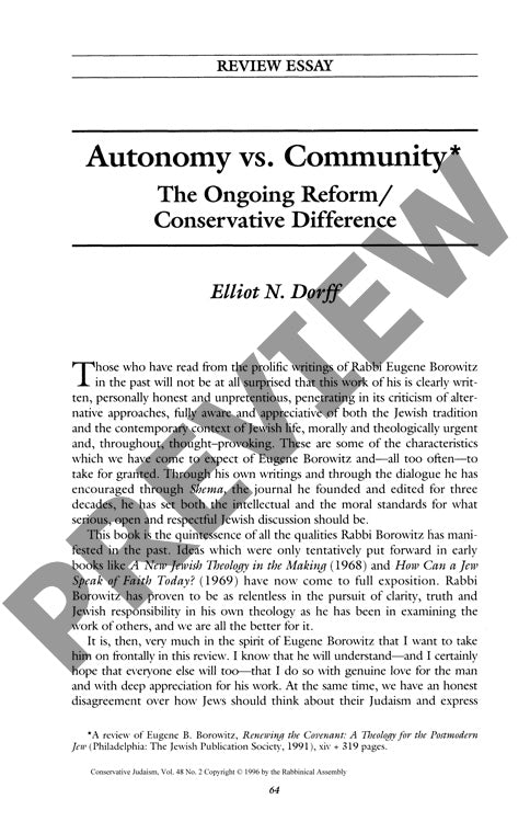Autonomy Vs Community the Ongoing Reform