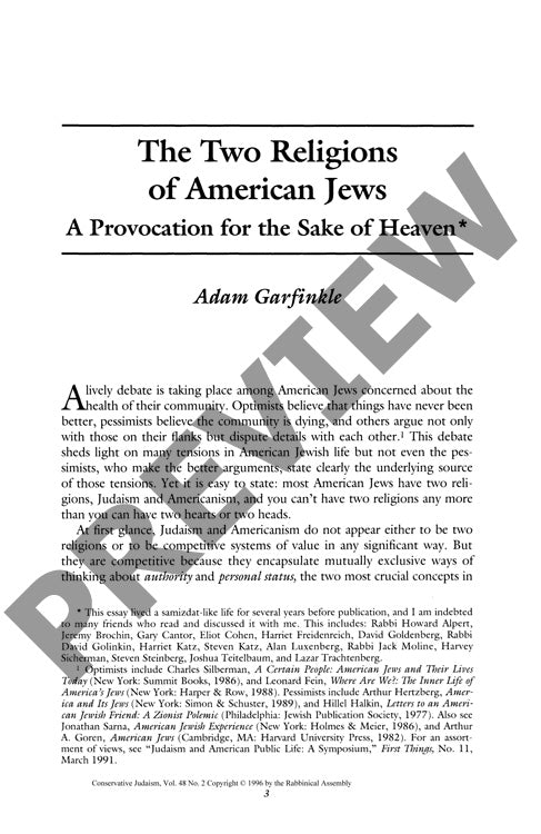 The Two Religions of American Jews a Pro