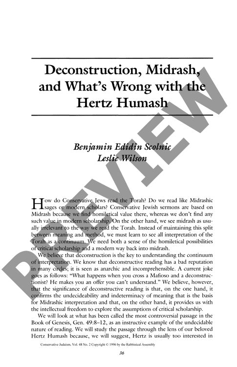 Deconstruction Midrash and Whats Wrong W