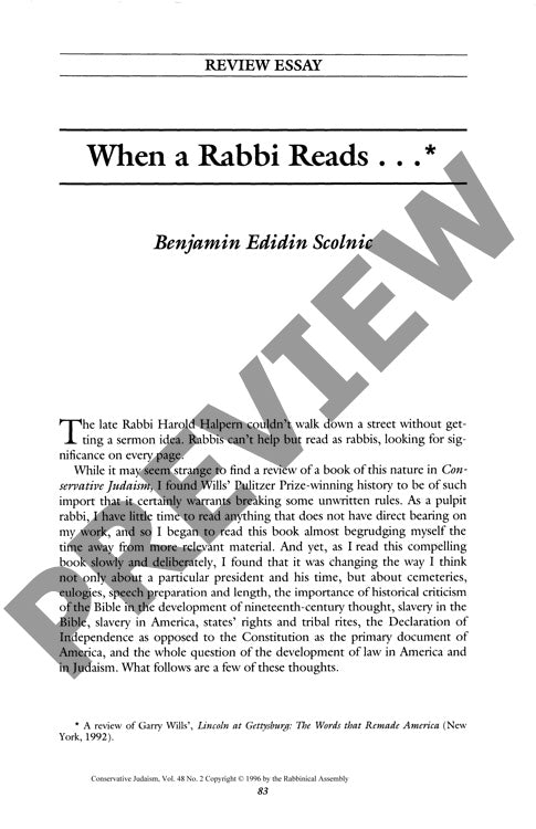 When a Rabbi Reads Review Essay