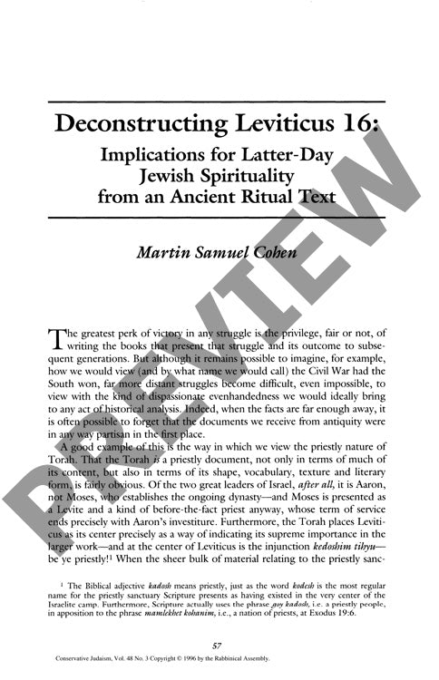 Deconstructing Leviticus Implications