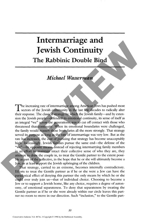 Intermarriage and Jewish Continuity The