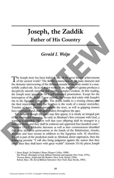 Joseph the Zaddik Father of His Country