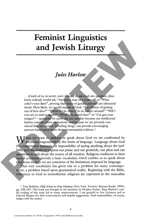 Feminist Linguistics and Jewish Liturgy