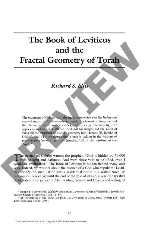 The Book of Leviticus and the Fractal Ge