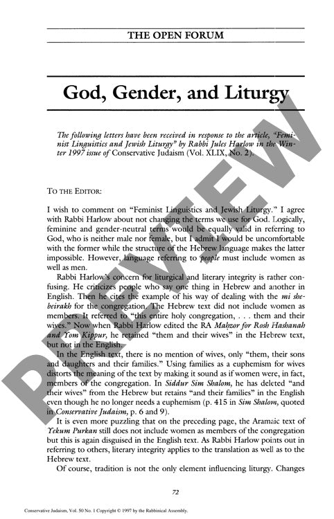 God Gender and Liturgy