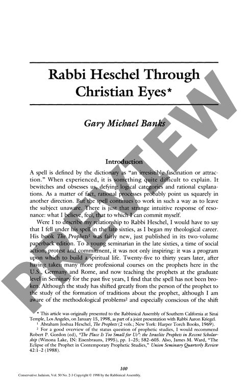Rabbi Heschel Through Christian Eyes