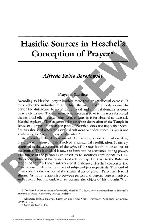Hasidic Sources in Heschels Conception O