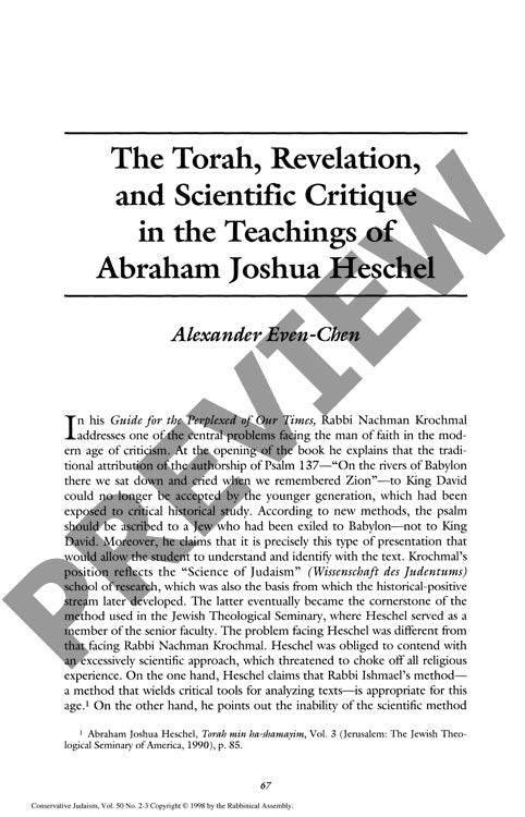 The Torah Revelation and Scientific Crit